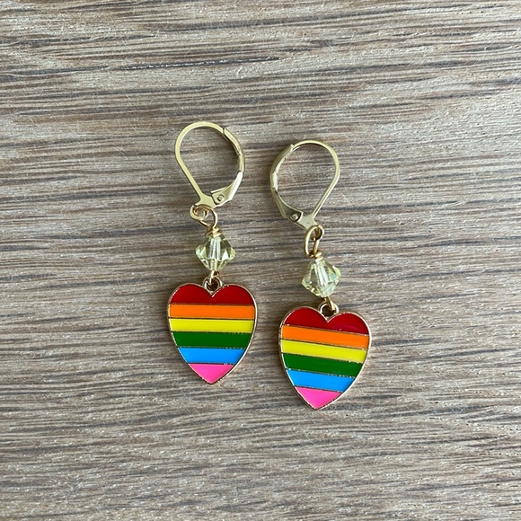 HAND CRAFTED PRIDE EARRINGS Pink Blue Mint Green Yellow Orange Red - Picture 1 of 11